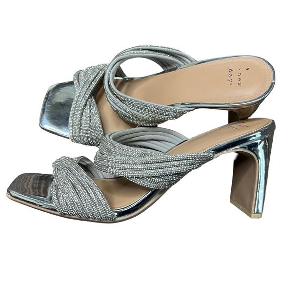 A NEW DAY Tammy Rhinestone Heels Silver - Picture 1 of 5